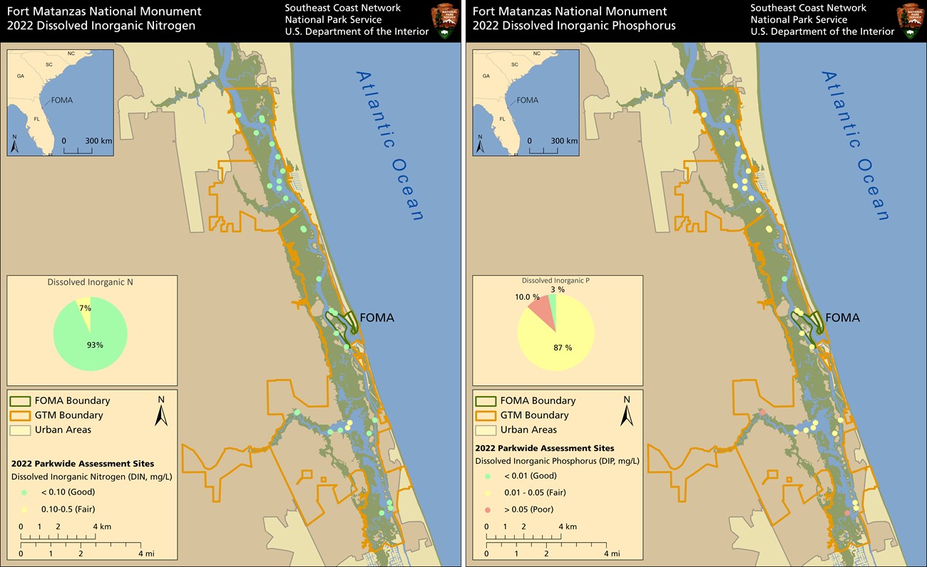 Maps of FOMA showing stats for DIN and DIP