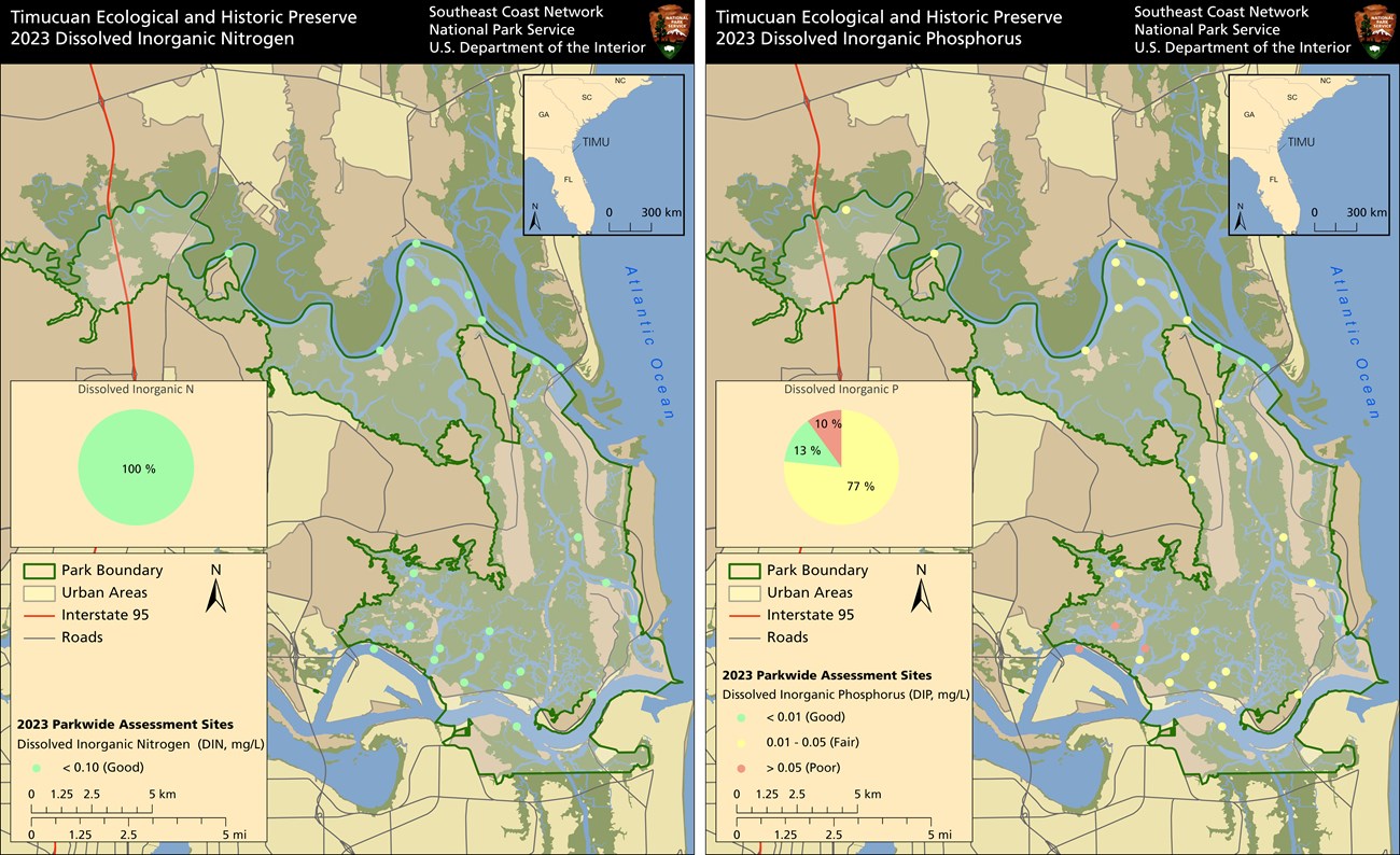 Maps showing DIN and DIP concentrations at the park