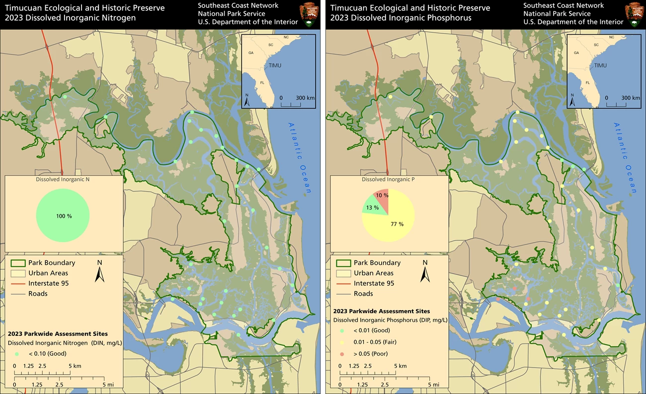 DIN and DIP concentrations Maps showing DIN and DIP concentrations at the park