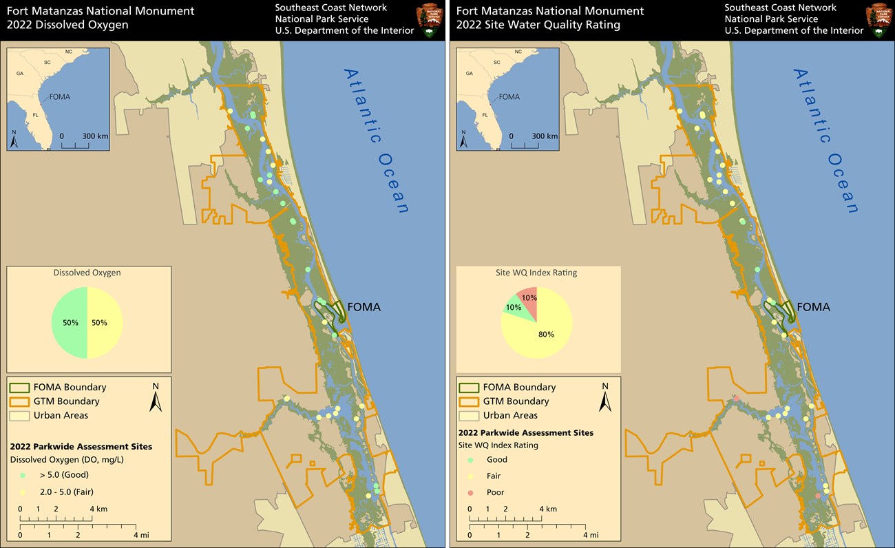 Maps of FOMA showing DO and water quality index stats