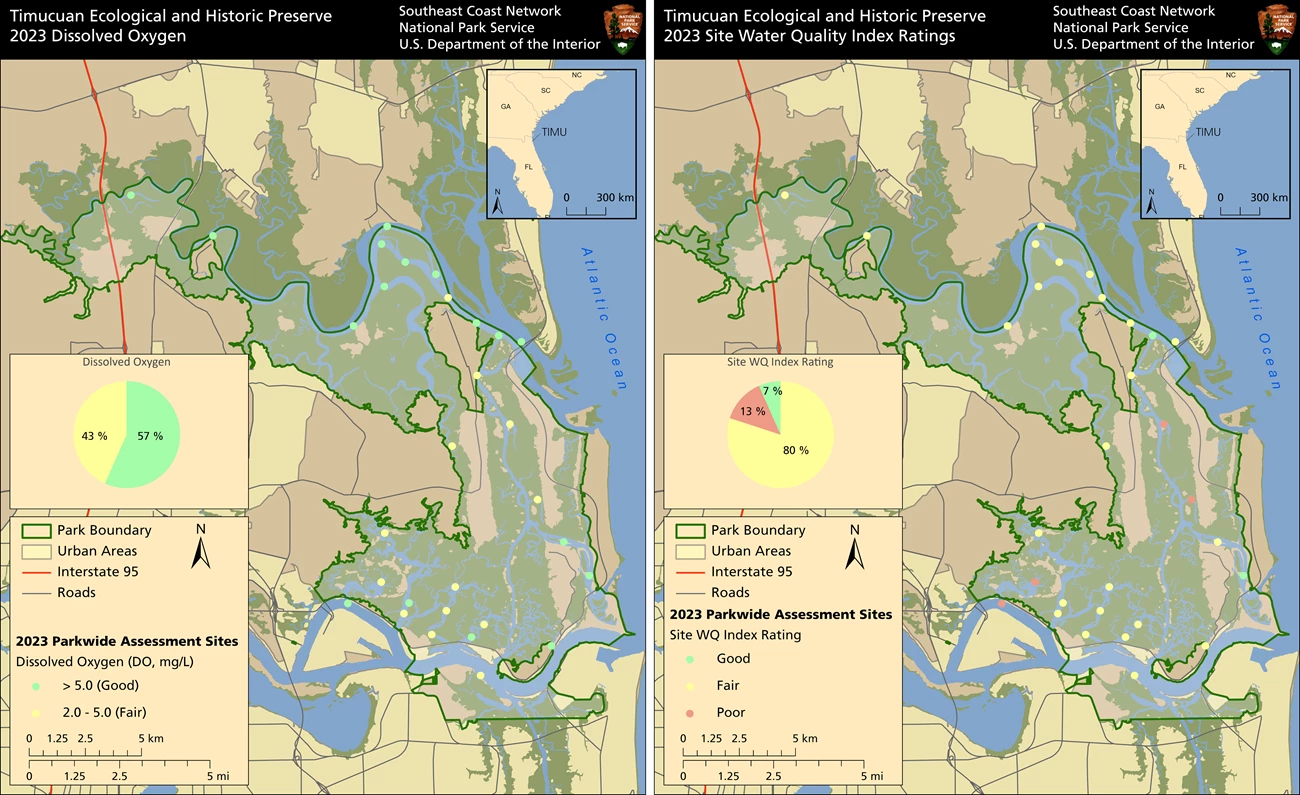 Dissolved Oxygen and Site Water Quality Index Ratings Maps showing dissolved oxygen and site water quality index ratings at the park