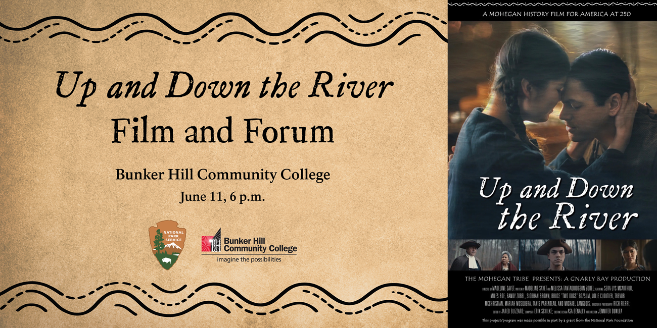 event graphic with film poster on the right and event information on the left, including logos for NPS and Bunker Hill Community College