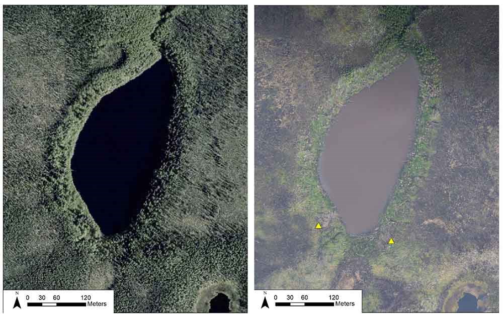 Fire Lakes_web A comparison of a lake pre and post fire.