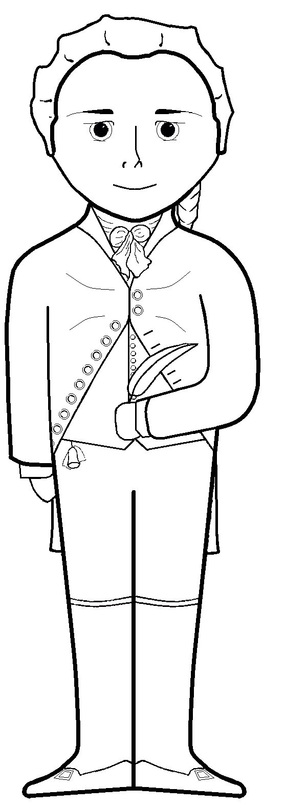 FlatHamiltonColoring A black and white outline of an Alexander Hamilton cartoon.