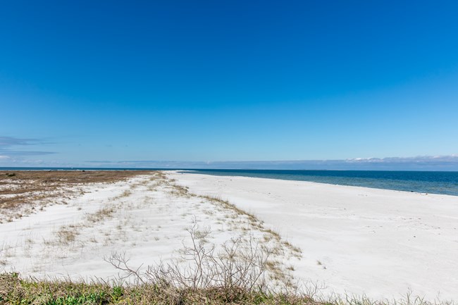 A view of the expansive beach from the top of Fort Massachusetts on Ship Island.