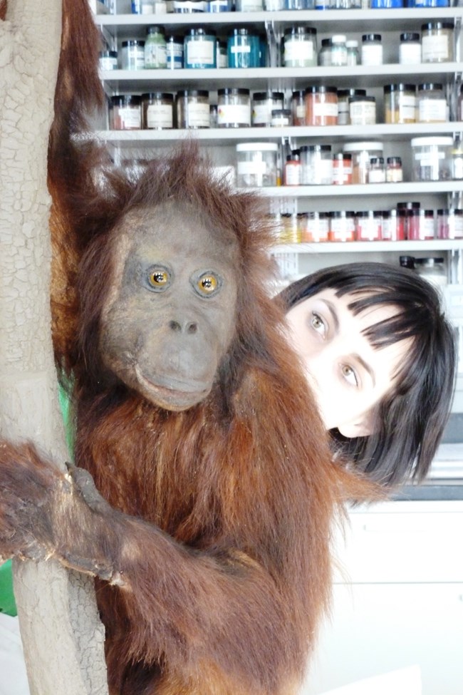 Fran Ritchie and her Orangutan.