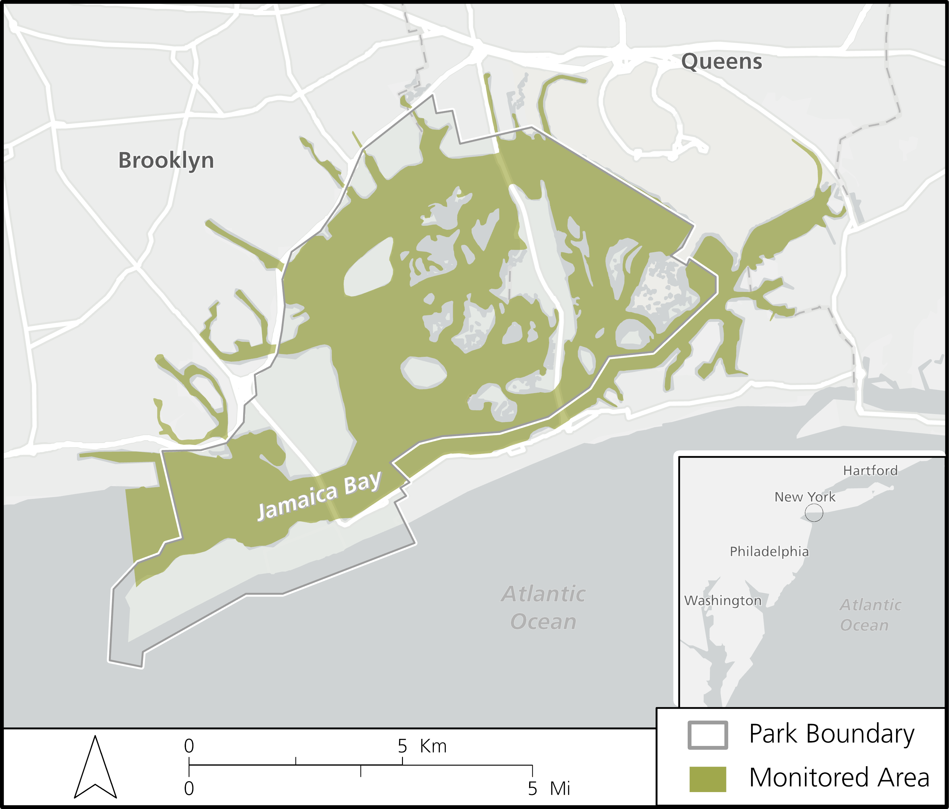 Gateway National Recreation Area Map of the Gateway National Recreation Area estuarine systems which are monitored for nutrient enrichment, and located in the Jamaica Bay Unit, New York.