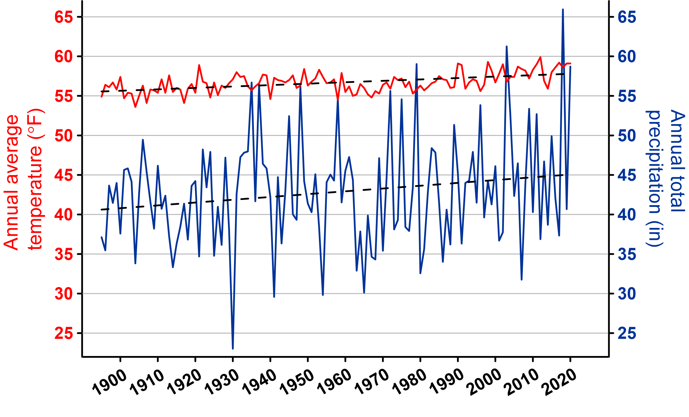 line graph on precipitation and temperature trends for GEWA in 2020