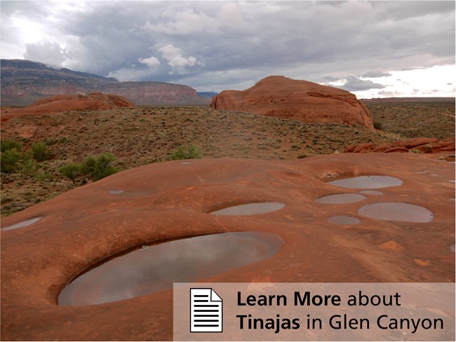 GLCN tinajas aka waterpockets Eroded circles in red sandstone filled with water.