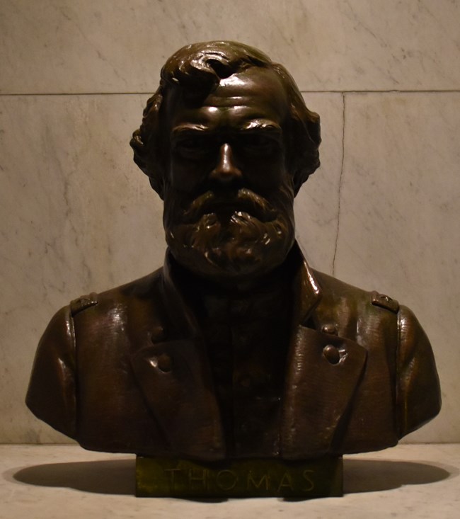 Bronze statue of a man's head