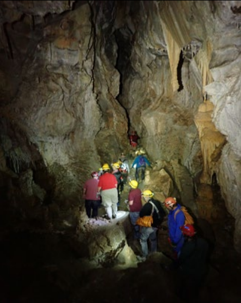 Group in Lehman Cave Group of volunteers off trail in Lehman Caves