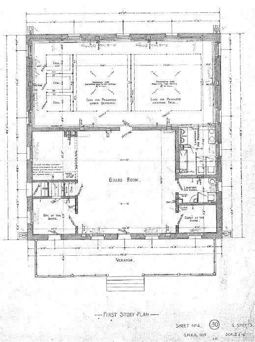 1893 floor plans of the Quartermaster Department Guardhouse