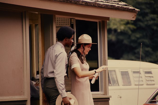 Man and woman rangers in different uniforms