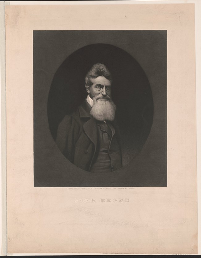 Portrait of John Brown with bushy hair and a long beard.