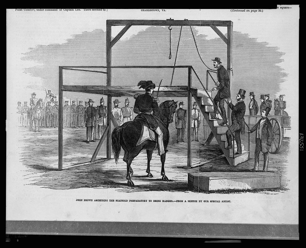 Sketch of John Brown being walked to his execution by hanging.