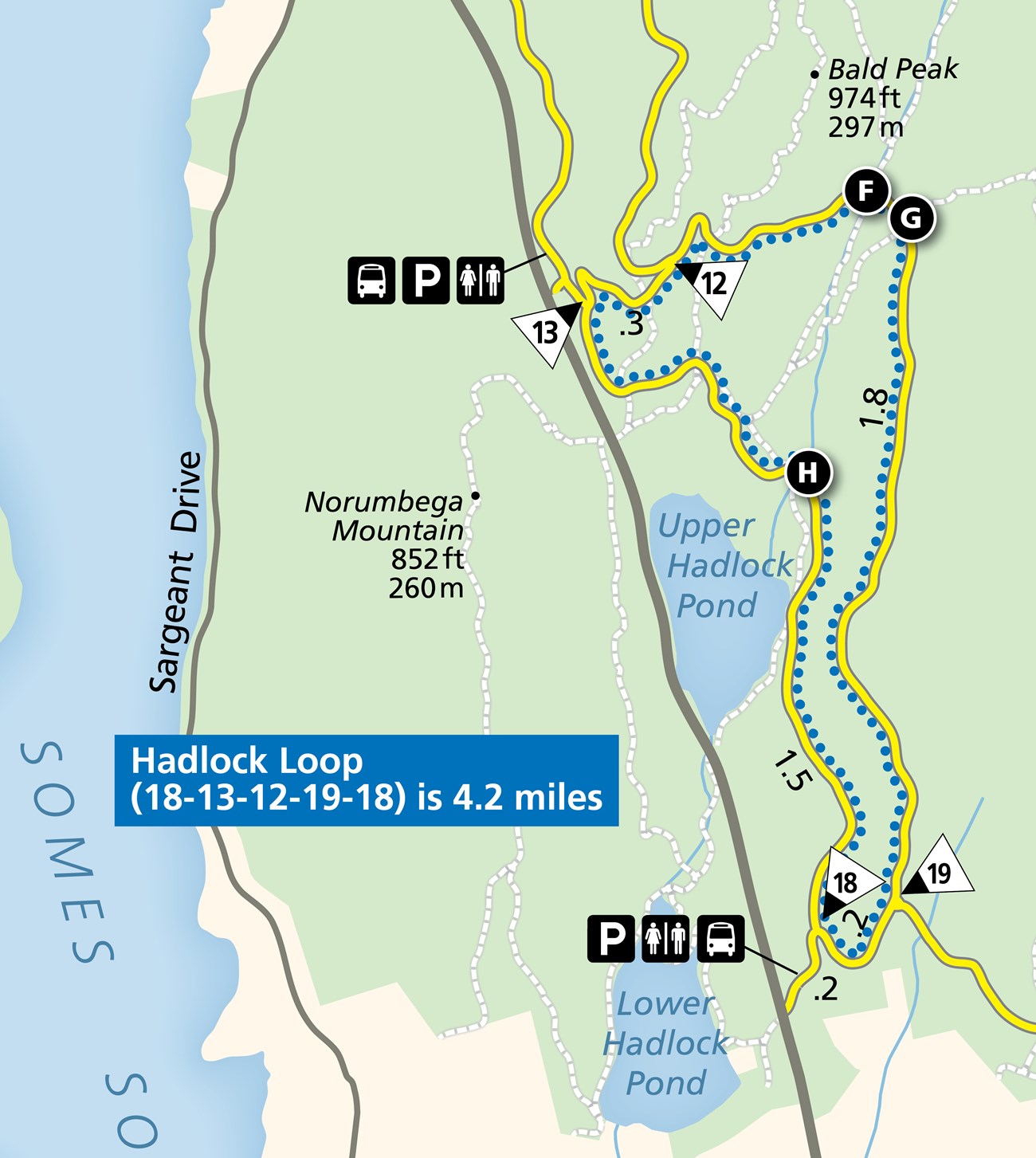 Map of the Hadlock Carriage Road Loop in Acadia National Park