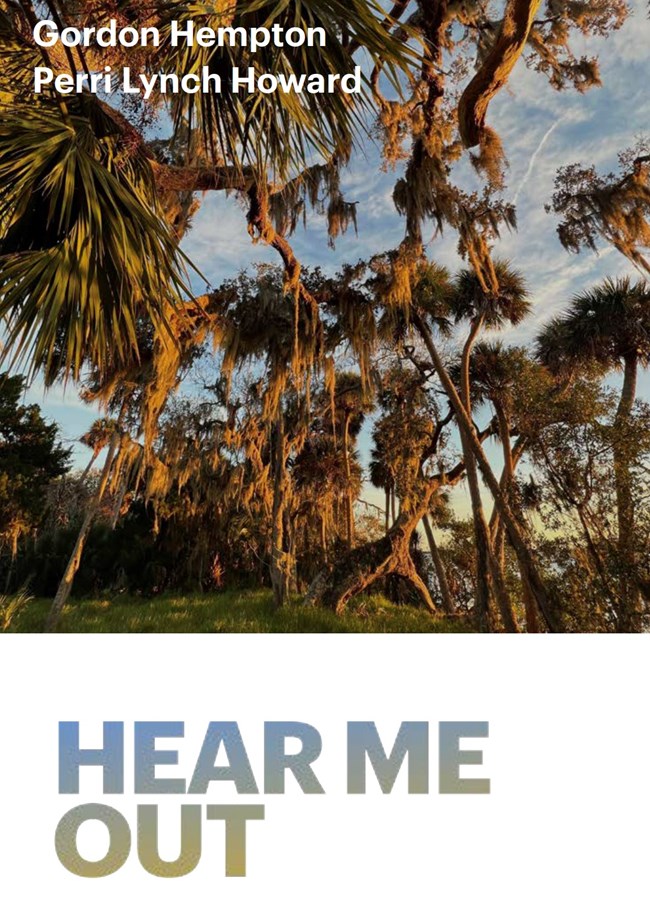 Hear Me Out Palm trees with the title Hear Me Out and names Gordon Hempton & Perri Lynn Howard