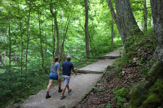 Old Guide's Trail Two people hiking on a trail.