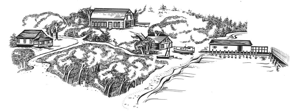Black and white drawing of  the Hokenson property.