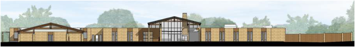 Hotel Roof and Facade Upgrade A drawing of the outside of the hotel building.