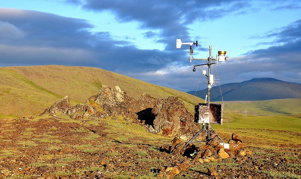 Howard Pass Noatak National Preserve Climate station basks in the golden hues of an Arctic evening at Howards Pass, Noatak National Preserve