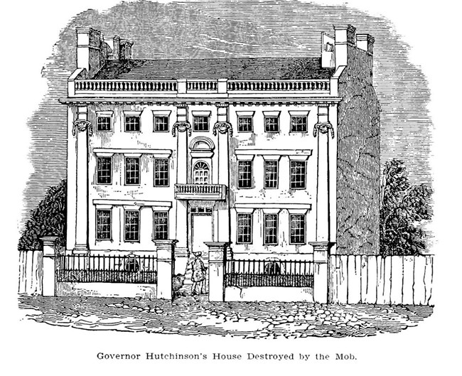 Sketch of Hutchinson's destroyed house