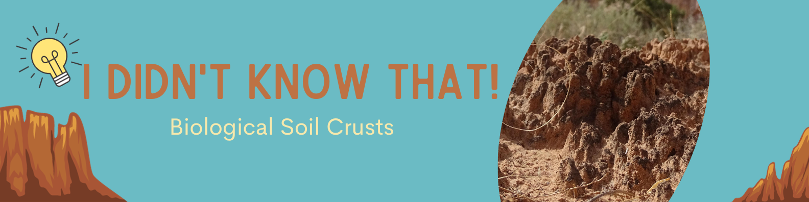 title banner with text "I Didn't Know That! Biological Soil Crusts" and image of a biological soil crust