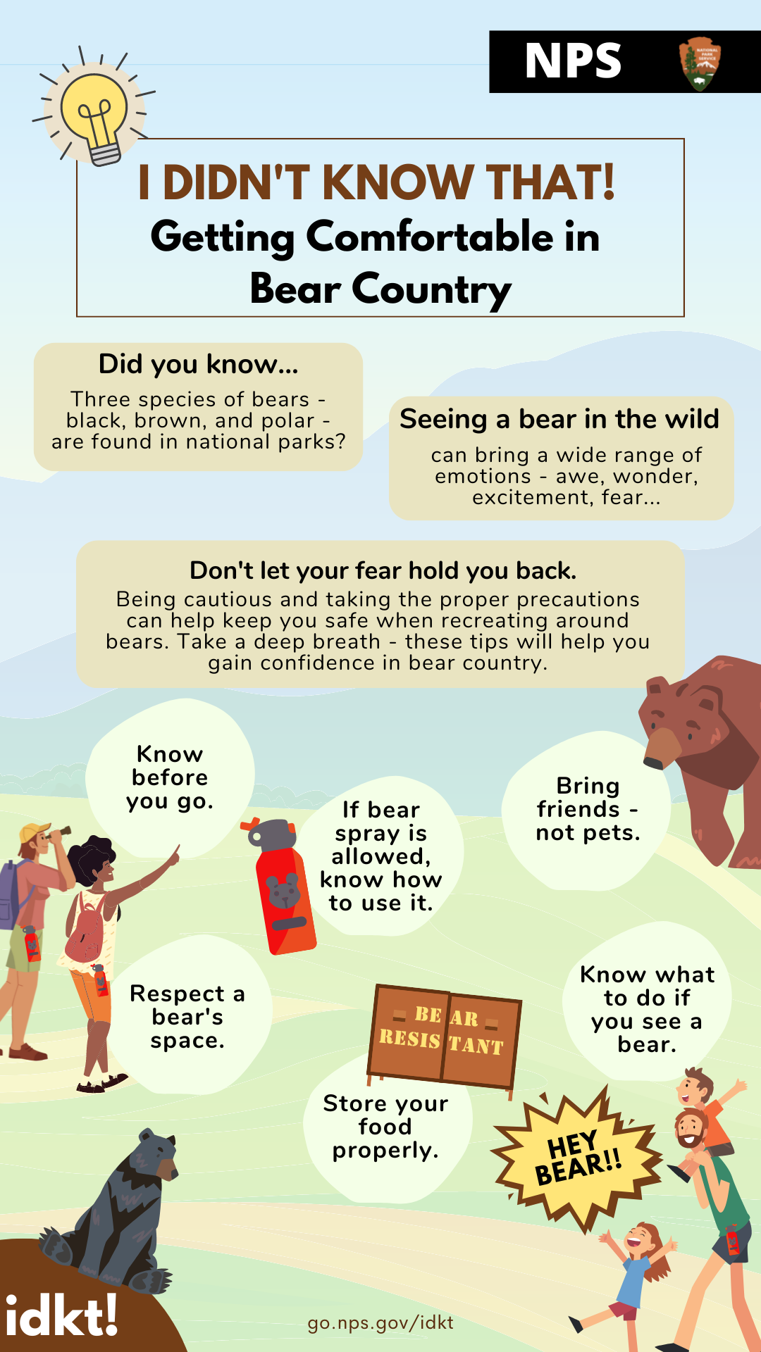 an infographic with information on how to get comfortable in bear country. Full alt text available below the image