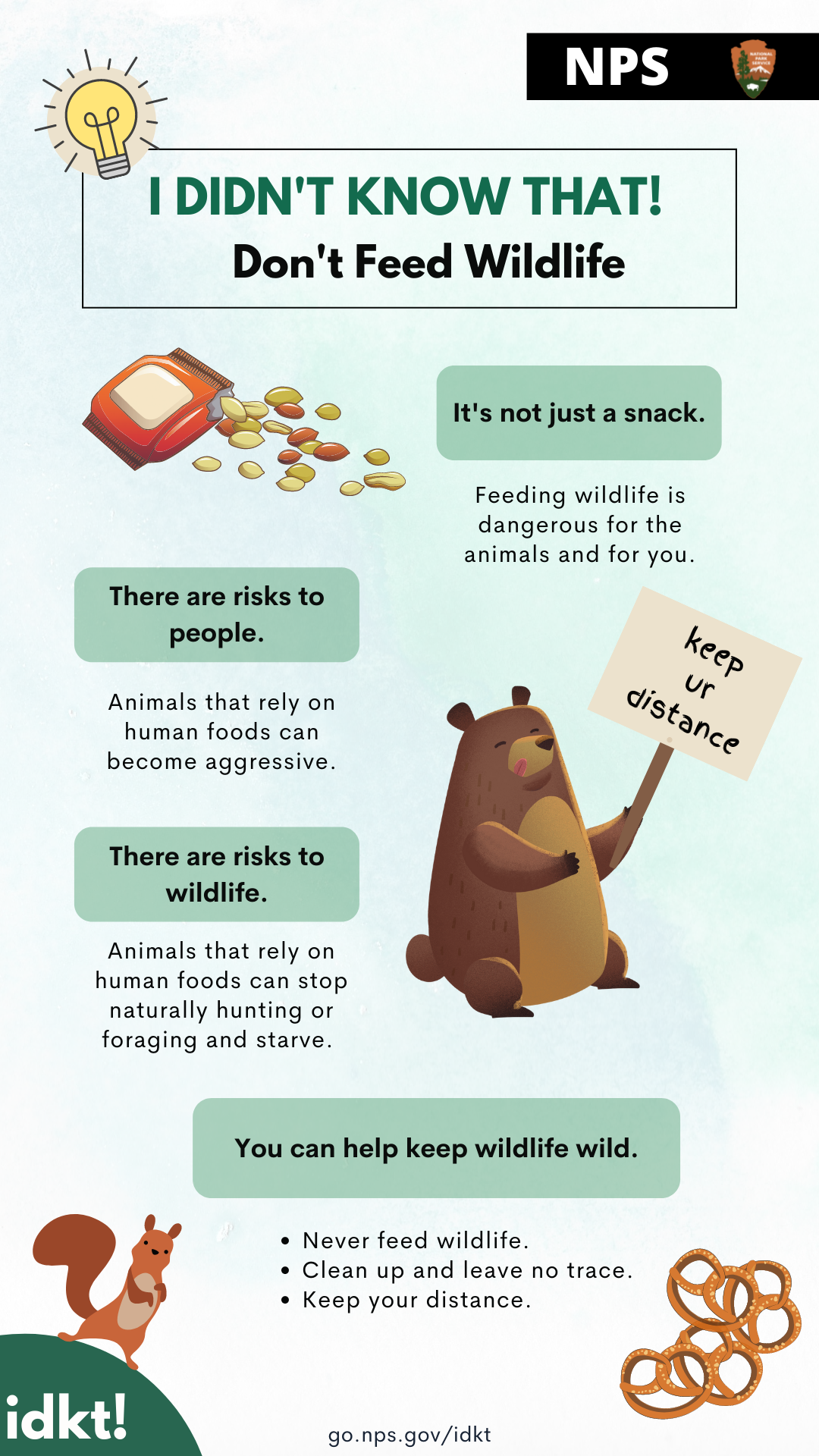 A card detailing why and you shouldn't feed wildlife, a detailed description can be found in the text.