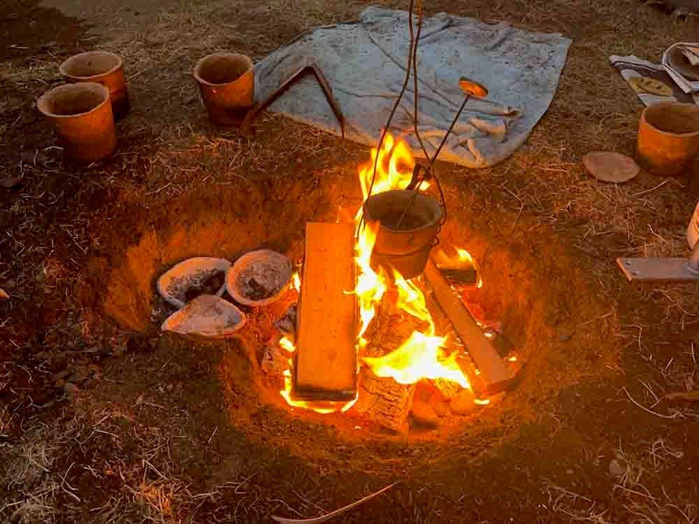 Ceramics made traditionally over a wood fire.