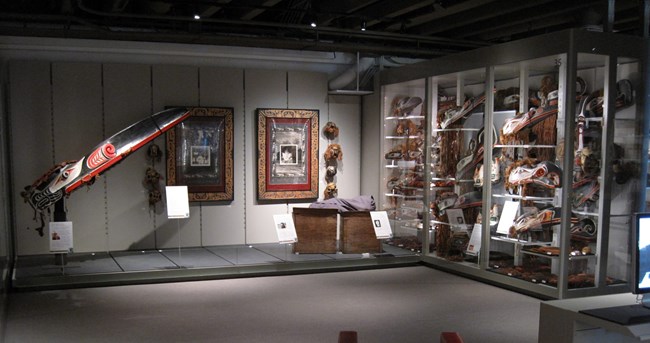 Part of the Multiversity galleries at MOA. A collection of cultural artifacts on display.