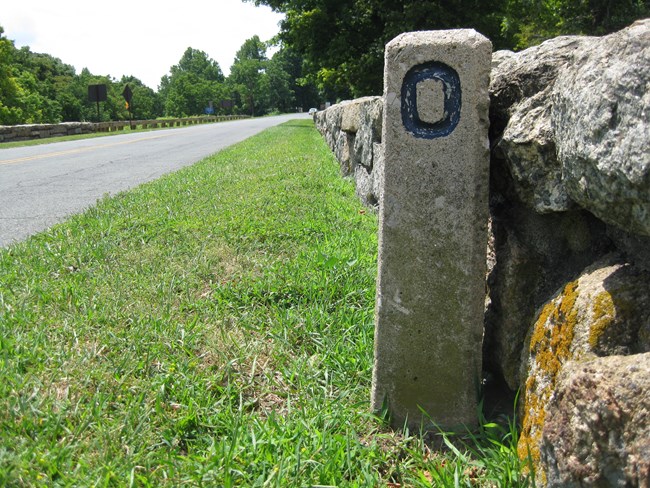 Milepost Marker 0 on the Blue Ridge Parkway