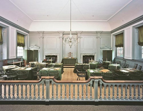 The Assembly Room inside Independence Hall. Courtesy Independence National Historical Park