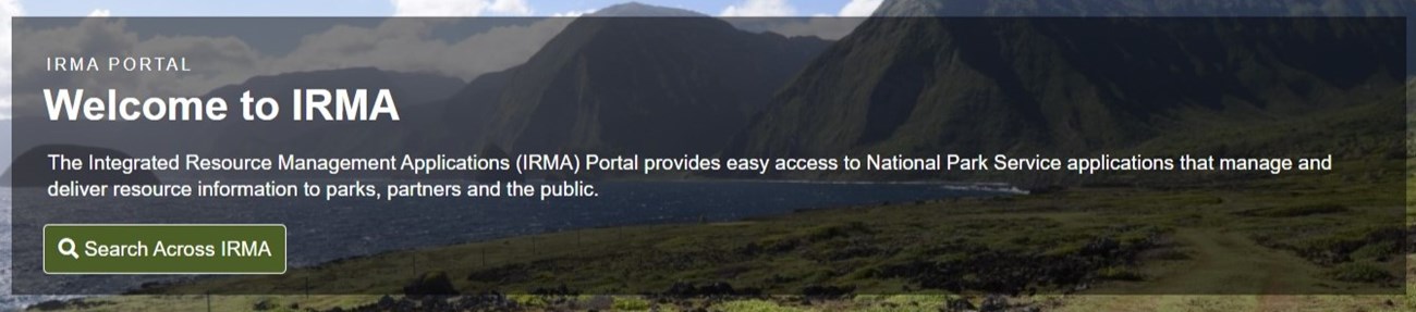 NPS IRMA Screenshot of IRMA cover page