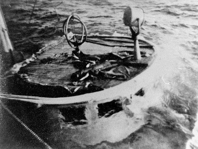 view of the top of the pilothouse of the SS Emperor, grounded on Canoe Rocks