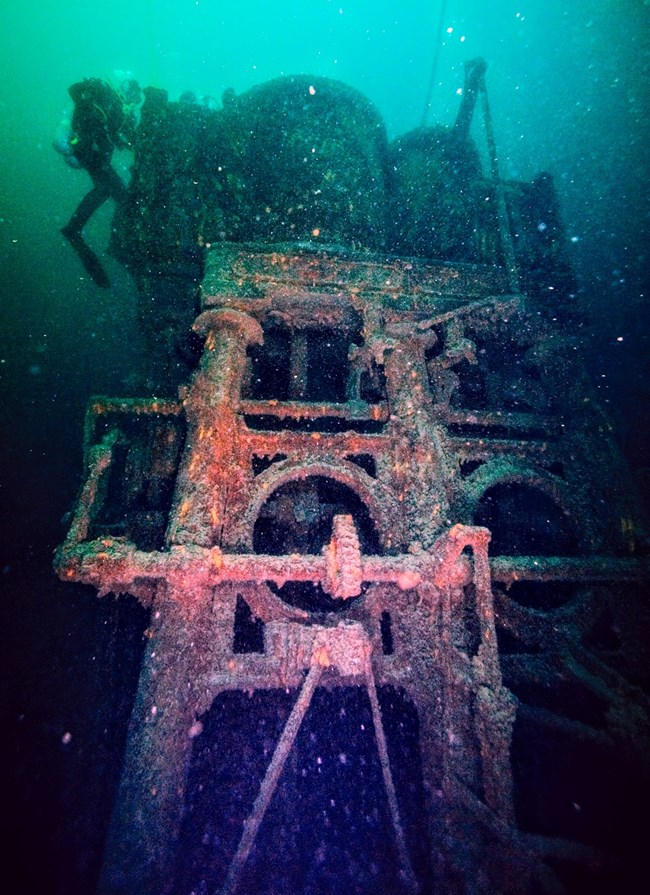 underwater view of the SS Henry Chisholm engine