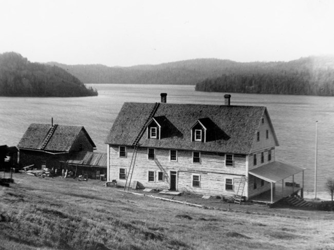 multi story, large mine company headquarters