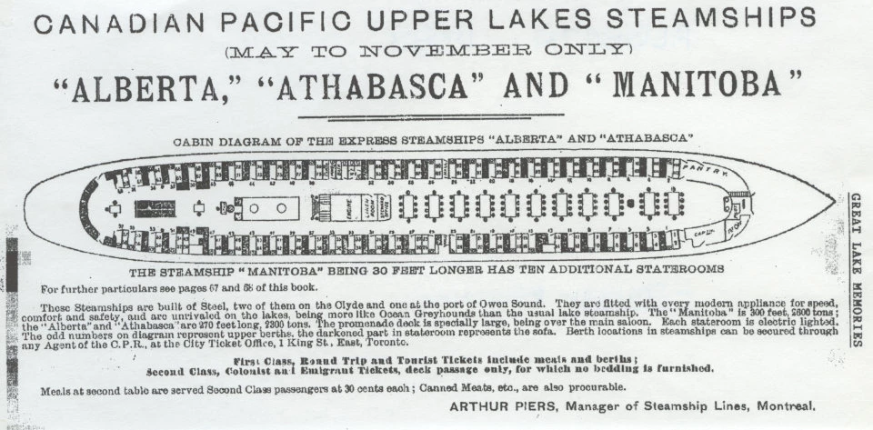 Cabin Diagram cabin diagram of the SS Alberta and SS Athabasca
