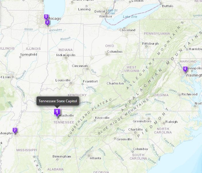 Places of Ida B. Wells in the US.