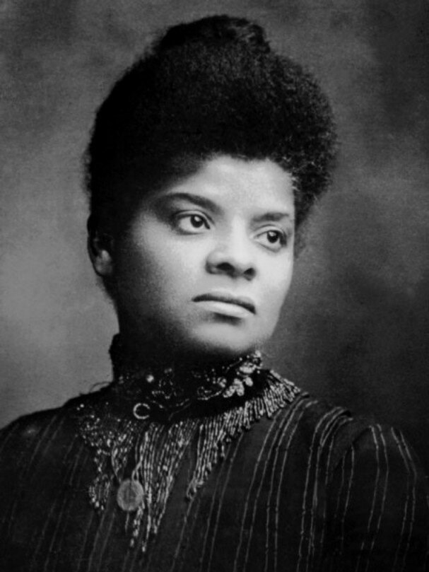 black and white photo of ida b wells. Wikimedia public domain