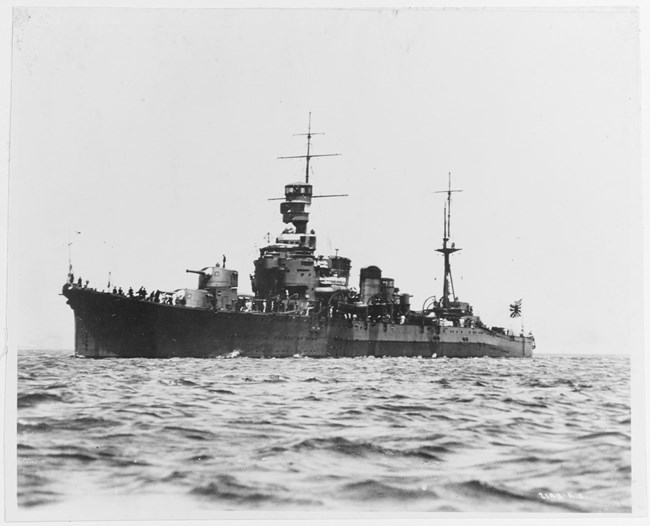 This heavy cruiser, FURUTAKA, fired at RALPH TALBOT towards the end of the Battle of Savo Island. This heavy cruiser, FURUTAKA, fired at RALPH TALBOT towards the end of the Battle of Savo Island.