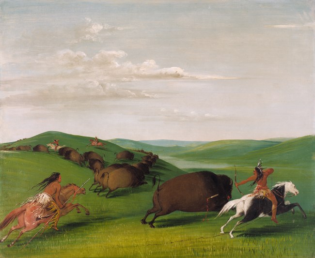Artistic rendering of a Buffalo Chase