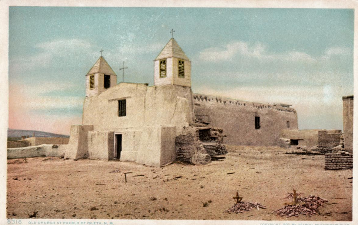 An early image of the San Agustín de la Isleta mission. An early image of the San Agustín de la Isleta mission