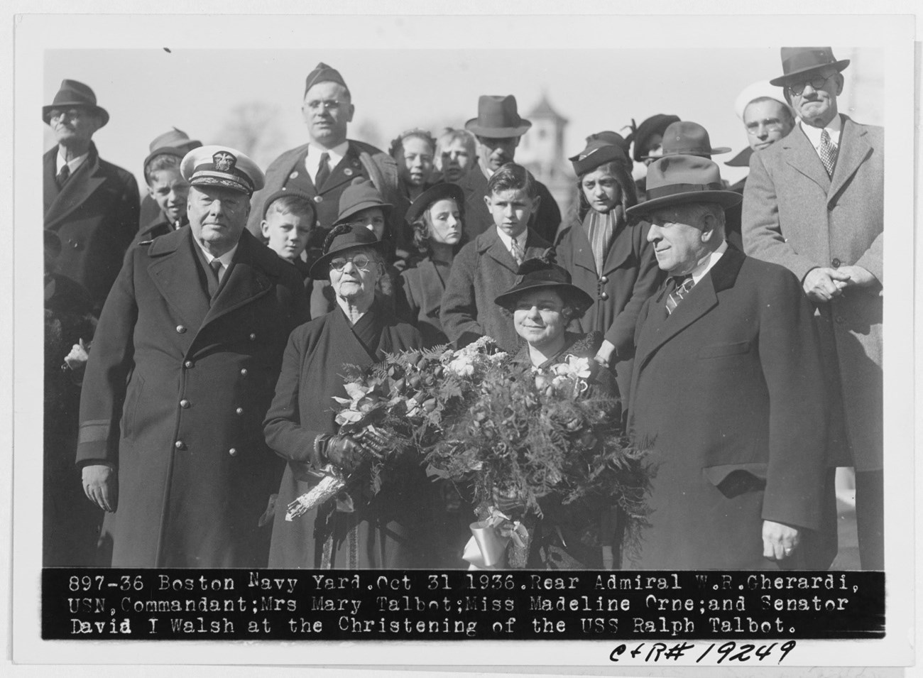 The sponsor party for the USS RALPH TALBOT at the ship’s launching ceremony.