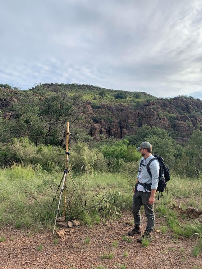 Wesley looking at desert plants