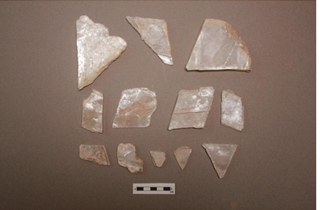 Selenite artifacts recovered from sites along the trails.
