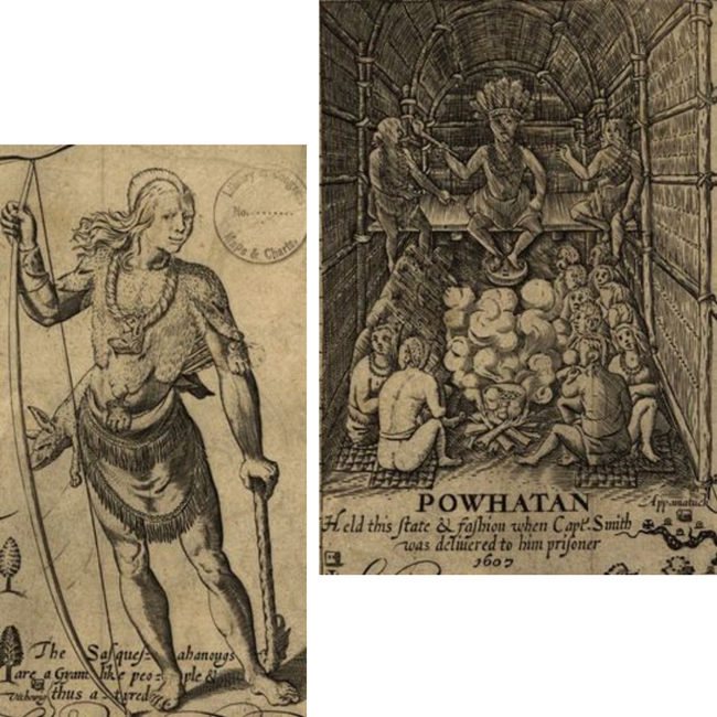 Indians on Smith's Map Illustrations of Native people included on Smith's map.