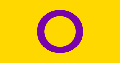 Yellow flag with a purple circle overlay Flag