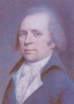 Portrait of James McHenry a pastel drawing of a man with light skin and a gray wig