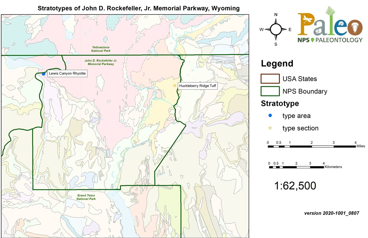 map of stratotype locationa in parkway shown on geologic base map